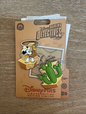 Disney Daring Detectives Mickey & Cactus Enamel Pin Set - Green, Yellow